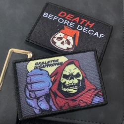 Parche táctico MOLLE calavera Death Before Decaf para mochila