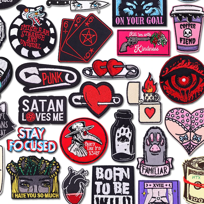 Parche termoadhesivo bordado esqueleto punk – Planchar sobre ropa - imagen 2