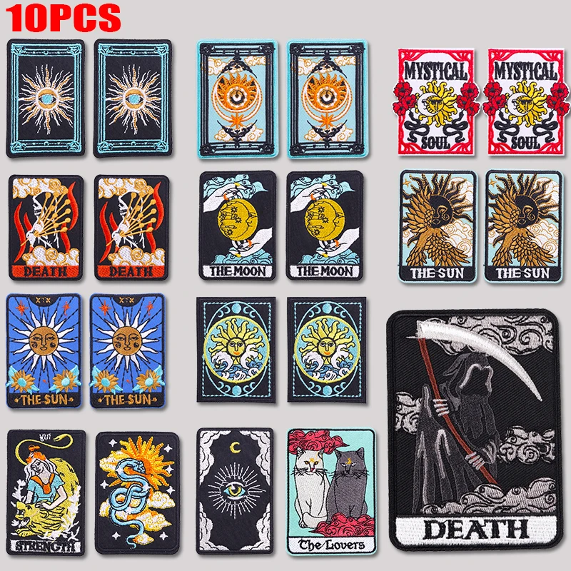 Parches bordados de la serie Tarot con diseños punk