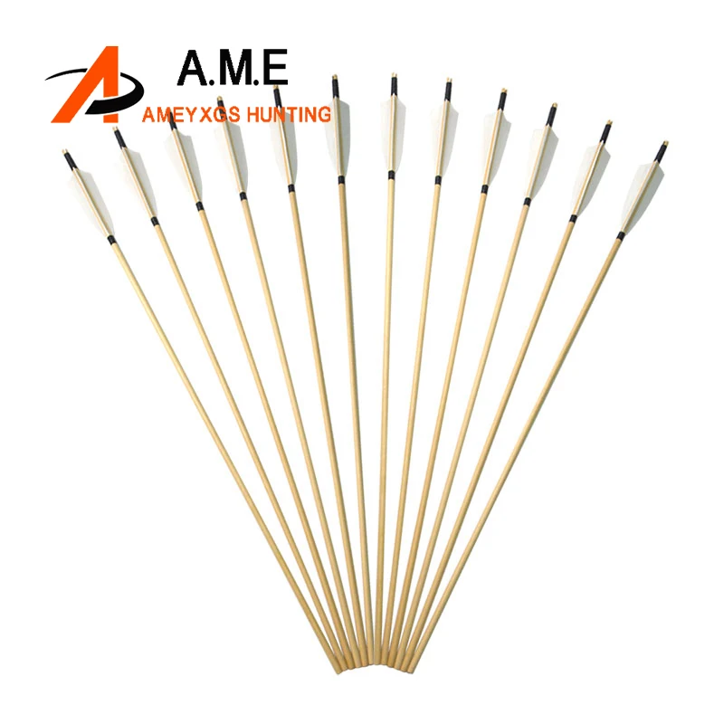 Flechas de madera 31 pulgadas para arco tradicional OD 8mm con pluma - imagen 5