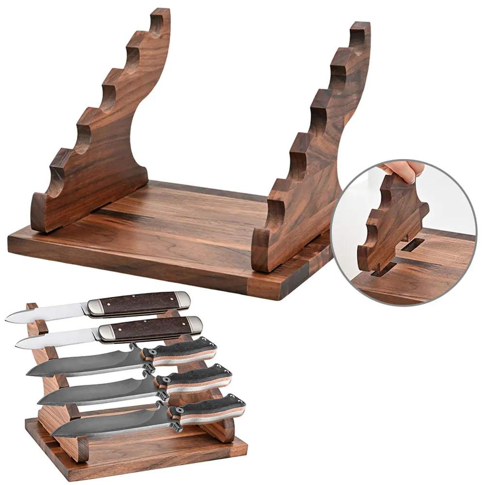 Soporte de cuchillos de madera multinivel para cocina y caza - imagen 5