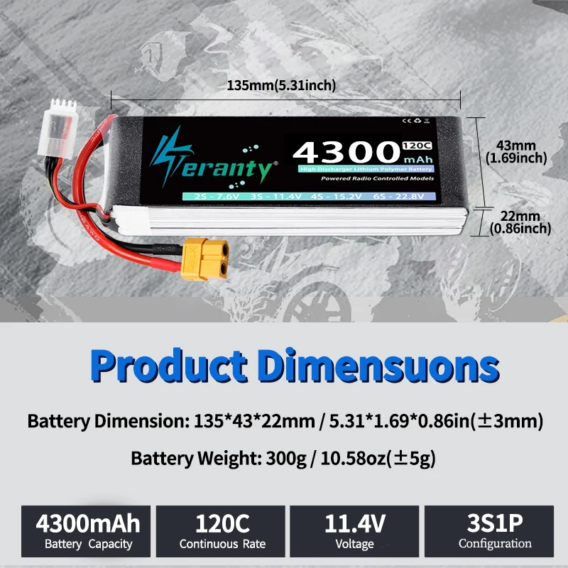 Batería LiPo TERANTY para RC con conector XT60 XT90