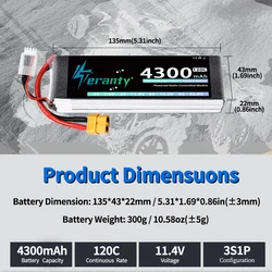 Batería LiPo TERANTY para RC con conector XT60 XT90