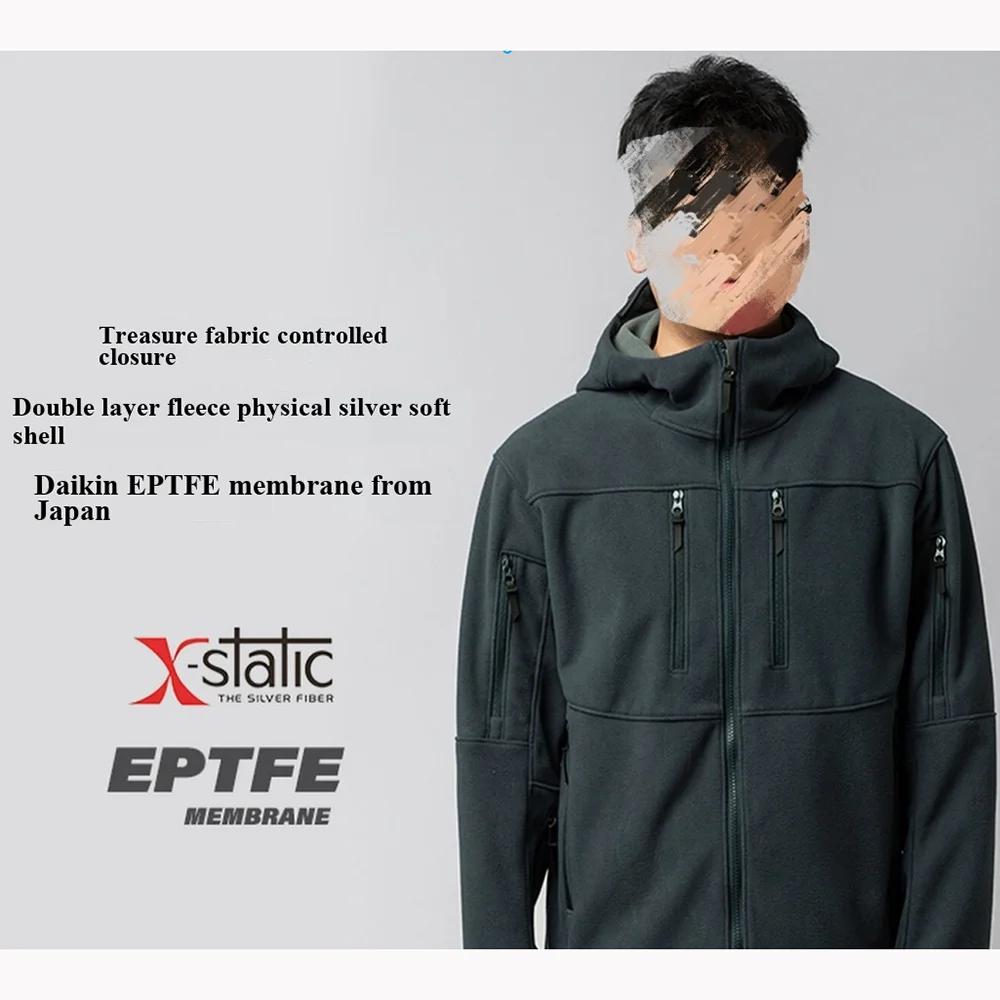 Chaqueta Táctica Hombre Cortavientos Aislante Térmica con Capucha