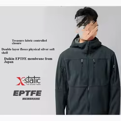 Chaqueta Táctica Hombre Cortavientos Aislante Térmica con Capucha