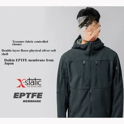 Chaqueta Táctica Hombre Cortavientos Aislante Térmica con Capucha