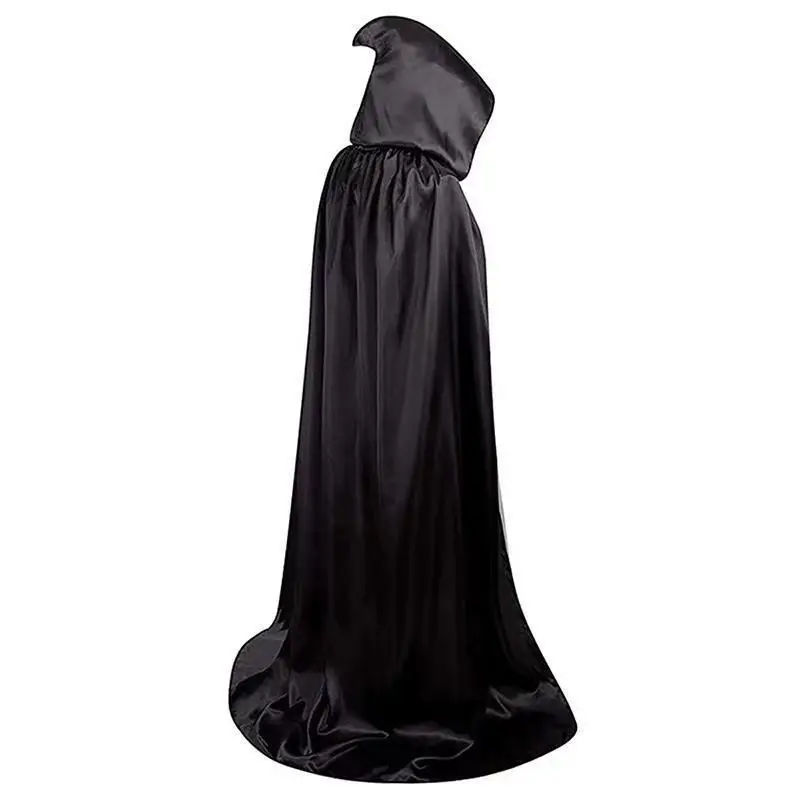 Capa disfraz bruja con capucha suave unisex – túnica negra larga - imagen 2