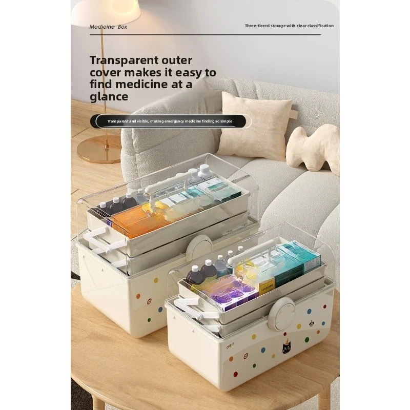 Caja transparente organizadora de botiquín portátil con tapa - imagen 5