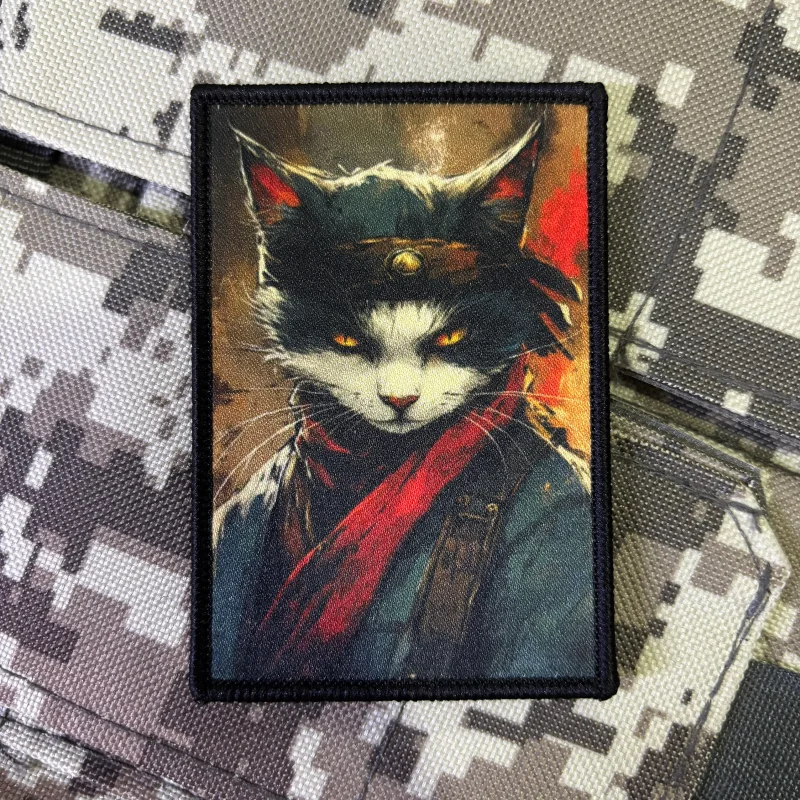 Parche moral táctico de gato retro con velcro para mochila - imagen 2