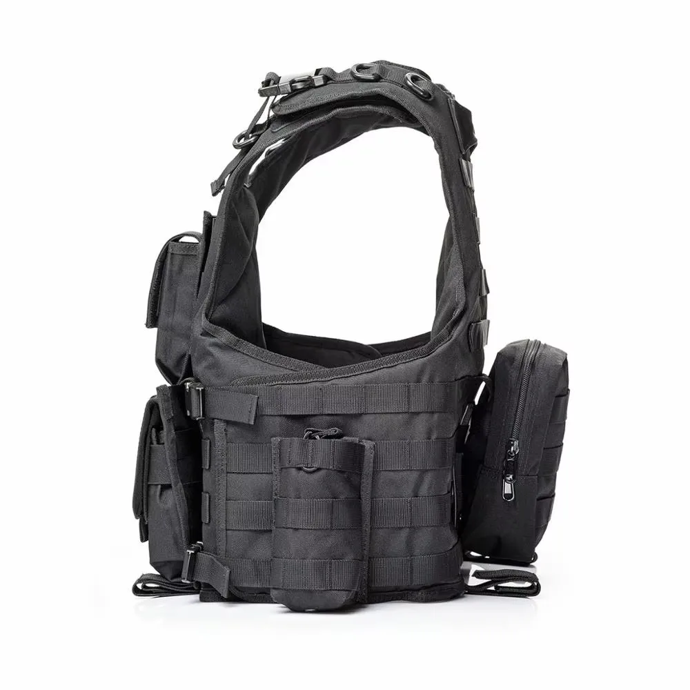 YAKEDA Chaleco Táctico Molle Camuflaje Negro para Caza y Airsoft - imagen 3