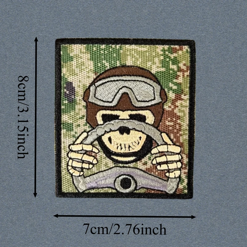 Parche táctico bordado calavera mono con velcro para mochila - imagen 4