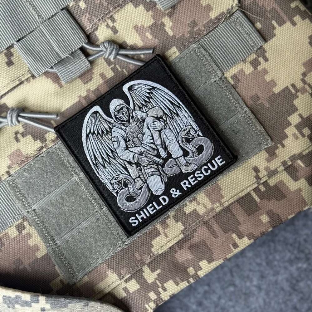 SHIELD & RESCUE Parche táctico militar de velcro tejido, gancho-bucle - imagen 5