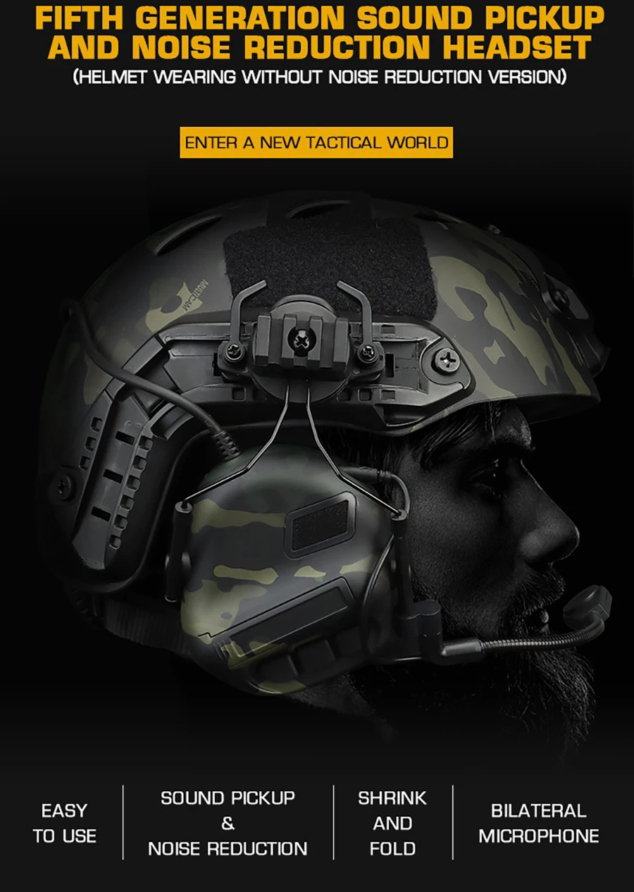 Auriculares tácticos Gen5 en uso sobre casco