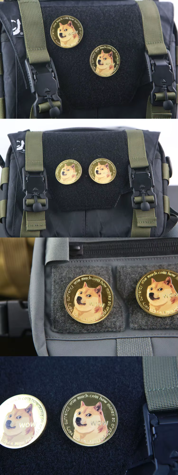Parche Dogecoin en detalle frontal