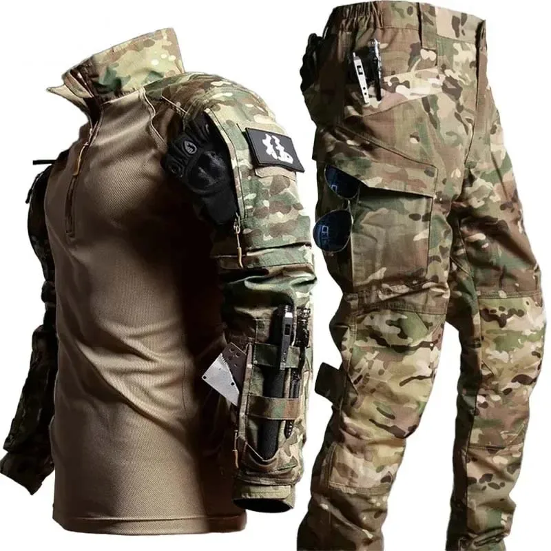 Conjunto uniforme táctico airsoft ripstop cargo outdoor