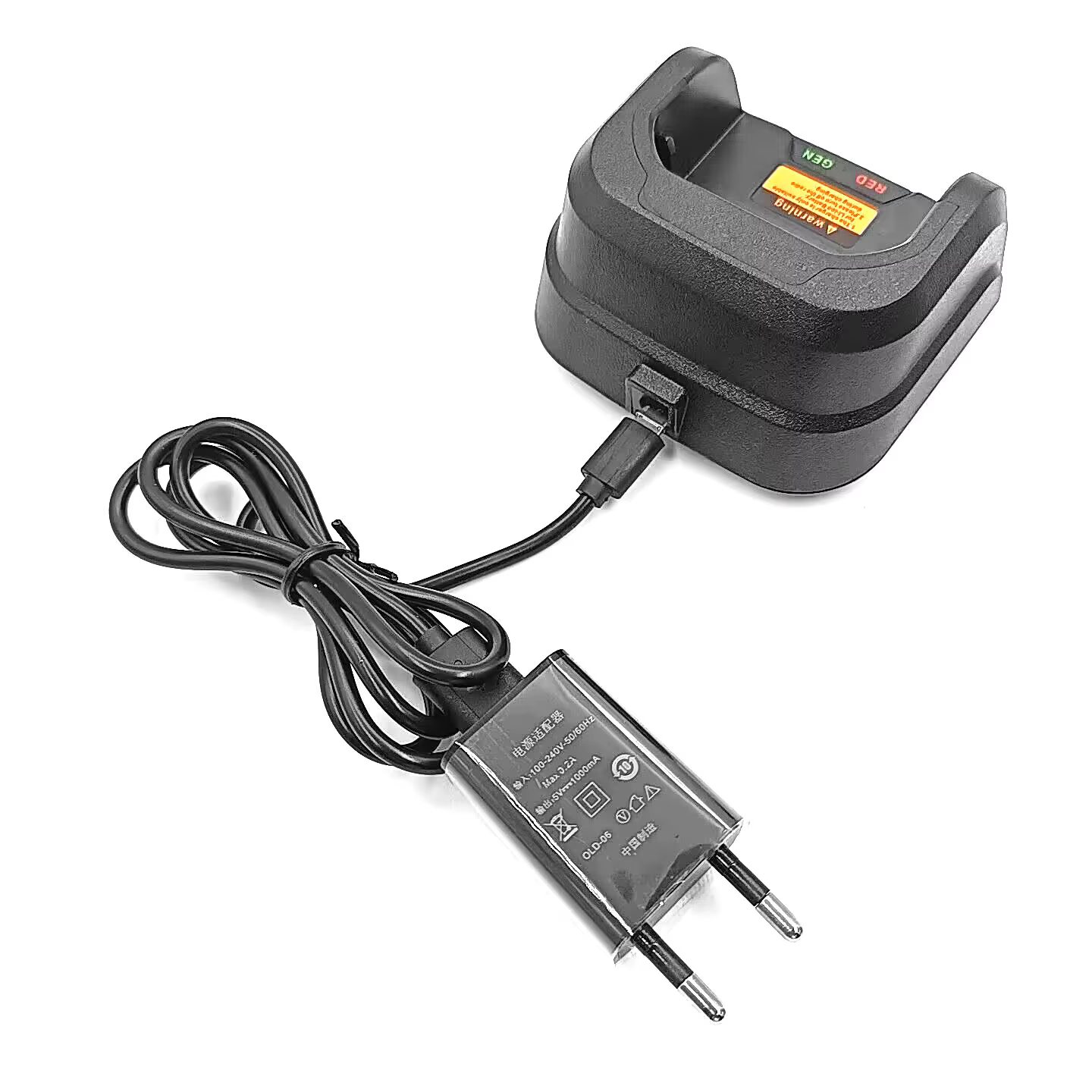 Base de cargador conectada a un walkie talkie B5