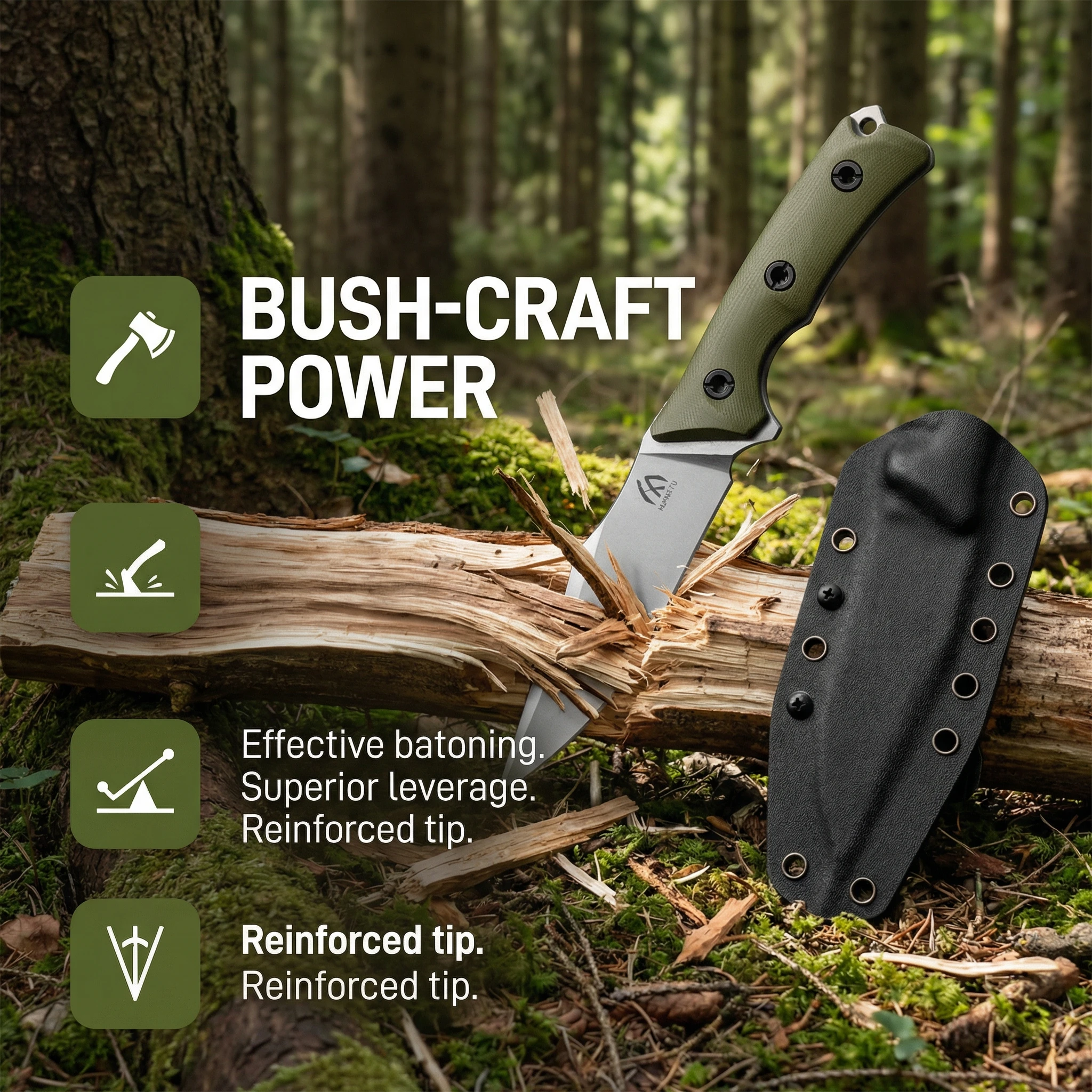 Cuchillo hoja fija G10 exterior con funda táctica - imagen 2