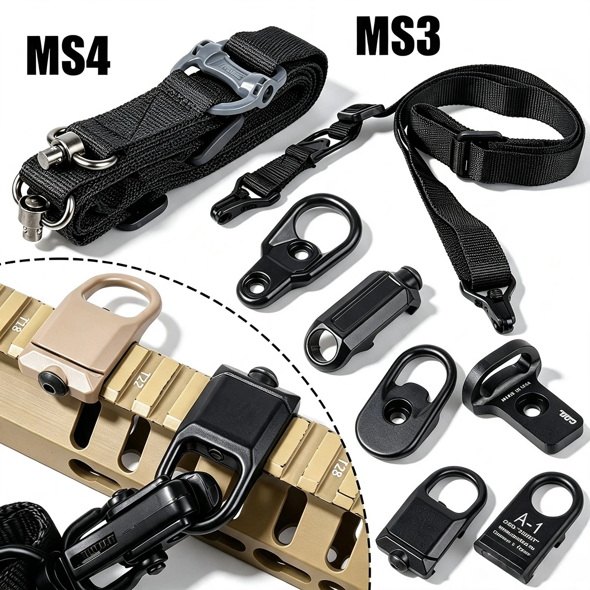 MS4 Adaptador QD para sling en riel Picatinny 20 mm KeyMod