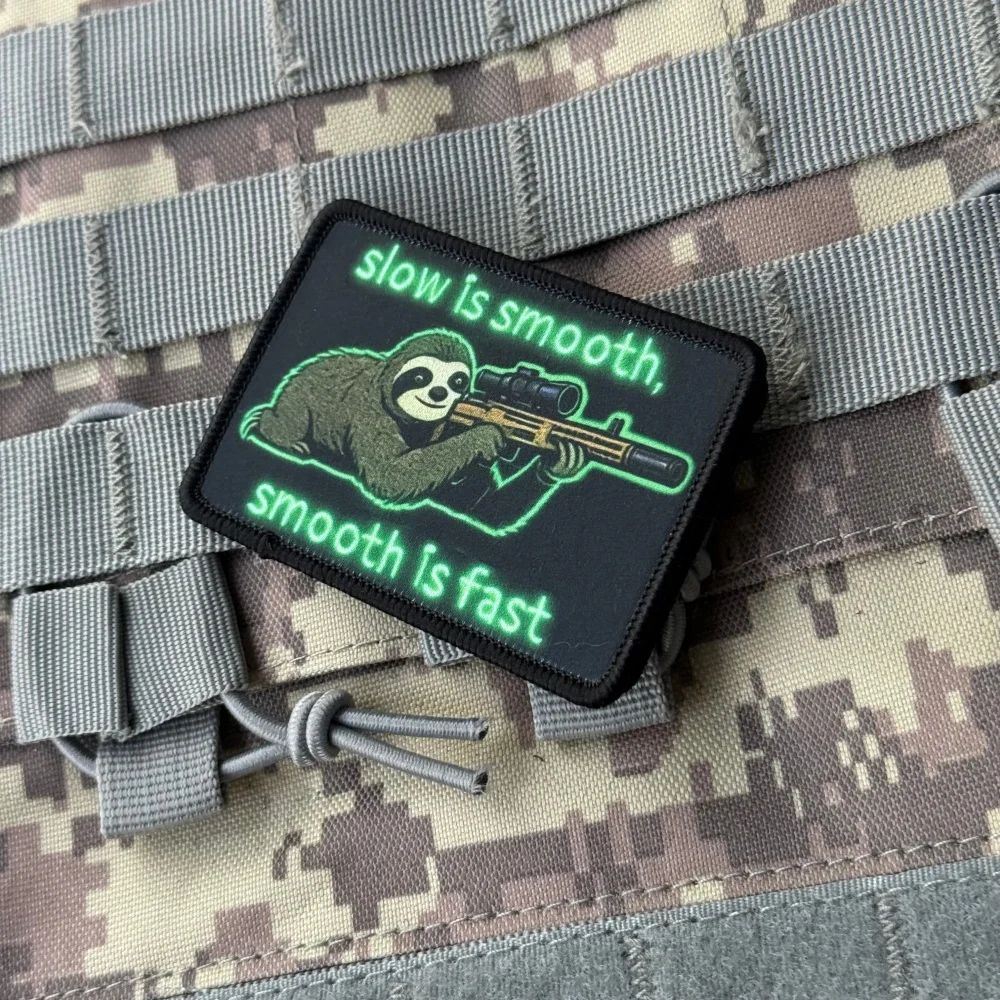 Sloth Morale parche táctico velcro lema Slow Smooth Fast