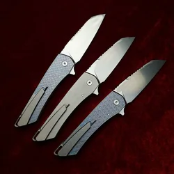 LEMIFSHE Mojave cuchillo plegable EDC con mango de titanio y cerámico