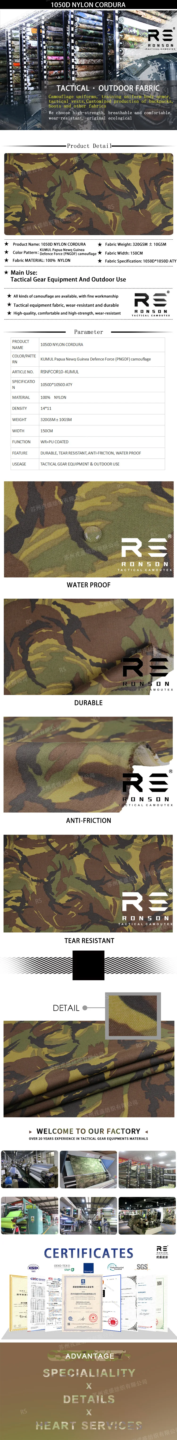 Tela Cordura camuflaje con aspecto Oxford y recubrimiento