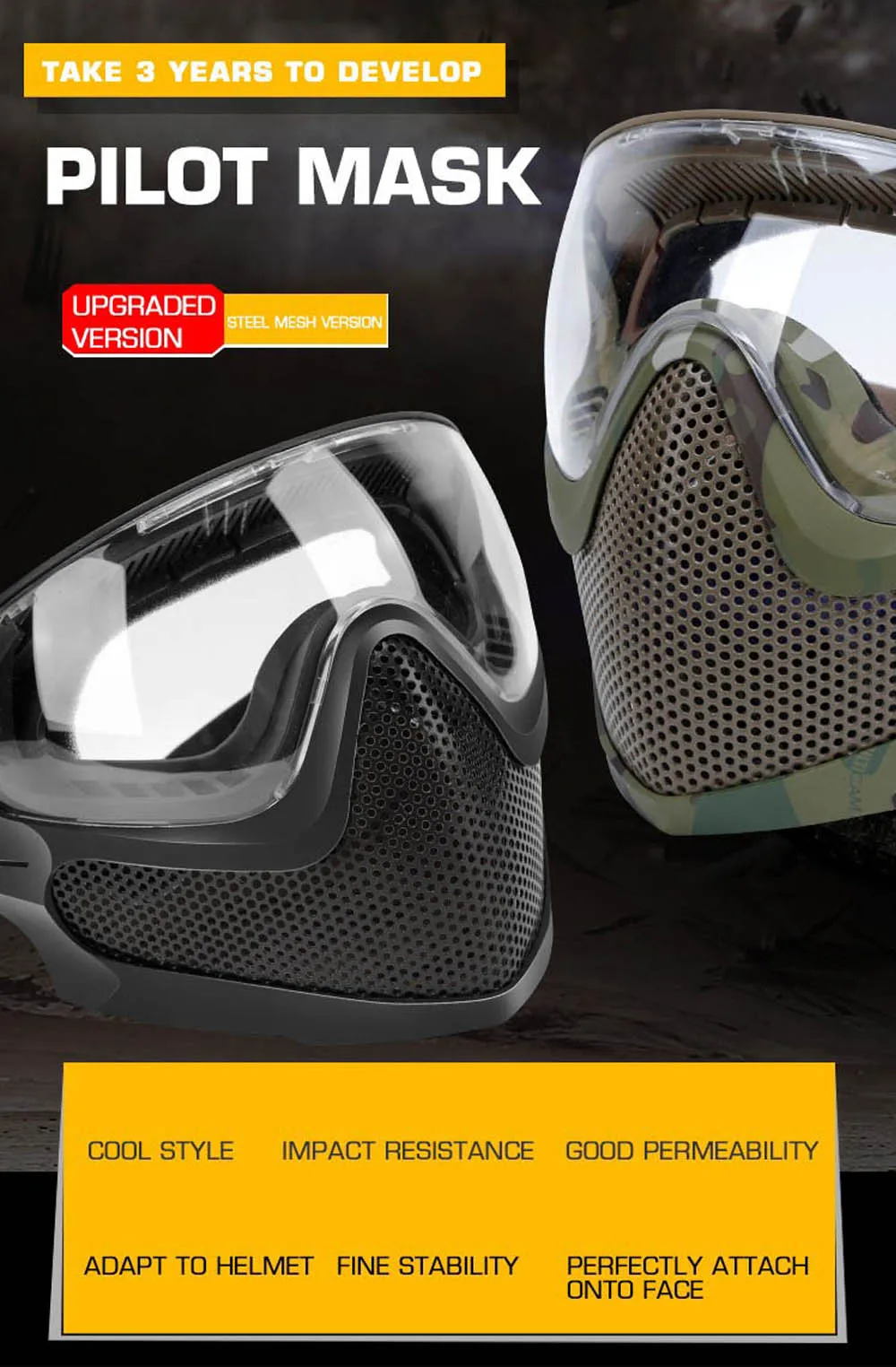 Máscara táctica antivaho KOLINLOV con gafas protectoras para paintball y airsoft