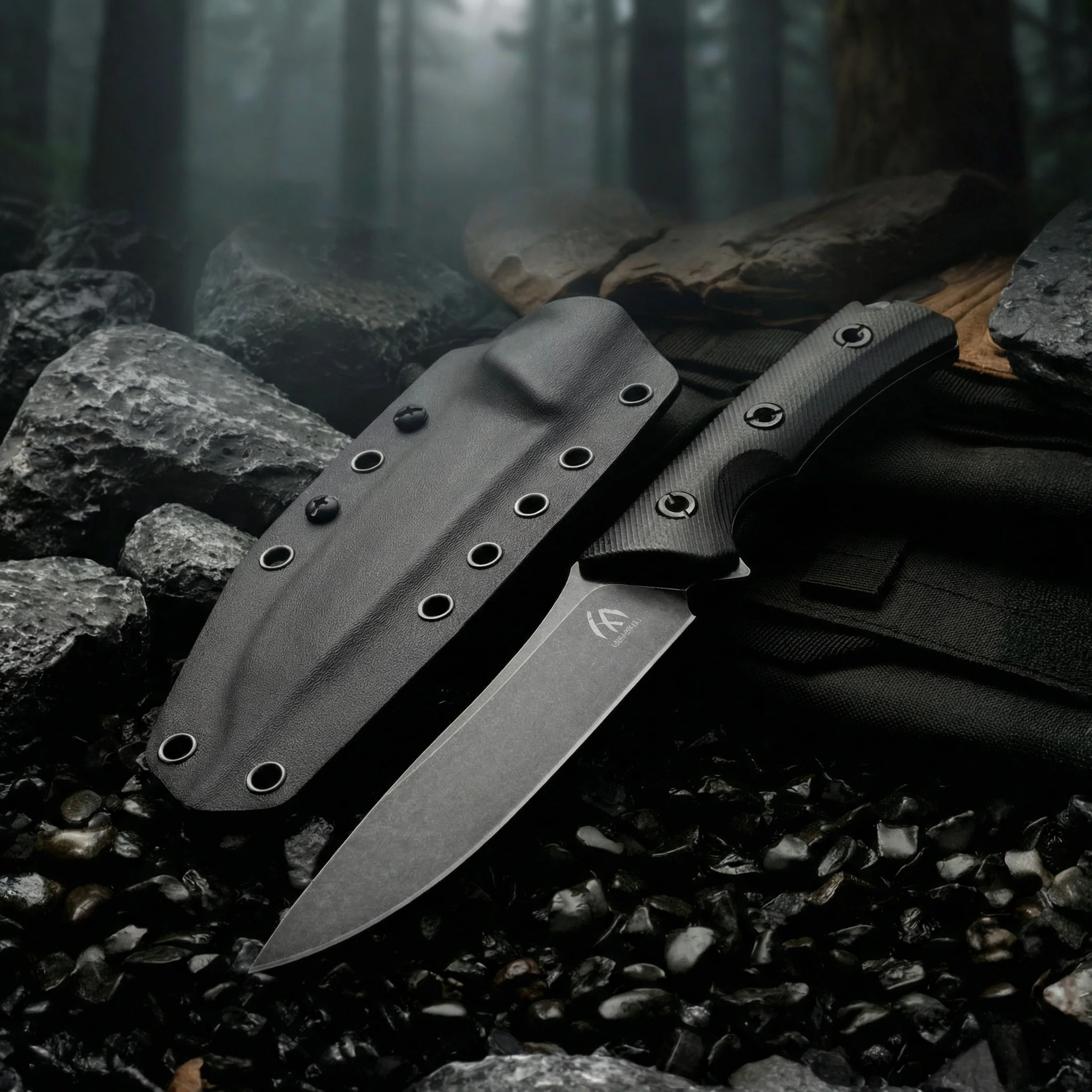 Cuchillo fijo táctico de acero para exteriores y supervivencia