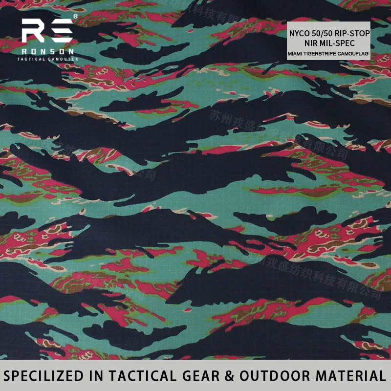 Tela táctica ripstop camuflaje Miami Tiger Stripe NYCO - imagen 2