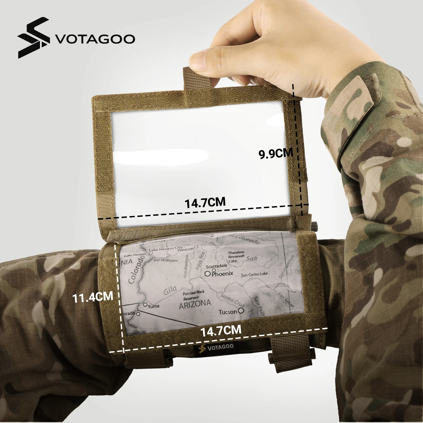 VOTAGOO Porta-mapa táctico para brazo con soporte de muñeca doble - imagen 5