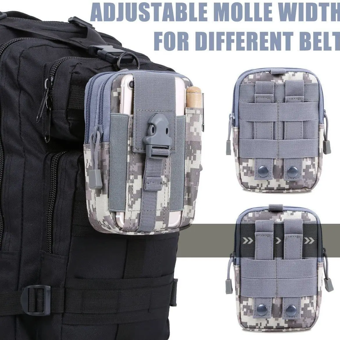 Riñonera táctica impermeable camuflaje MOLLE para senderismo y EDC - imagen 2