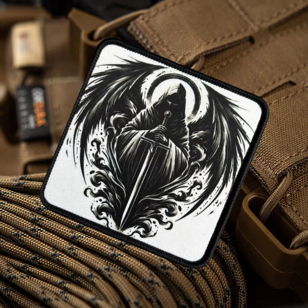 Parche táctico Ángel de la Muerte con velcro, espada alada templario - imagen 3
