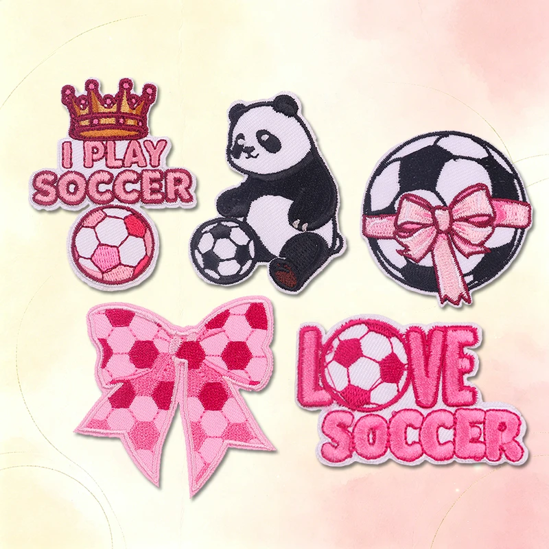 Parches termoadhesivos bordados fútbol lazo rosa – DIY - imagen 2