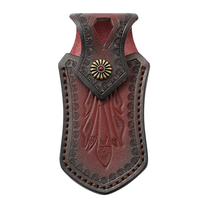 Funda táctica cuchillo plegable cuero curtido vegetal – bolsa cinturón - imagen 2