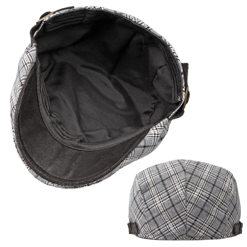 Boina táctica cuadros espiga con visera ajustable estilo Gatsby - imagen 5