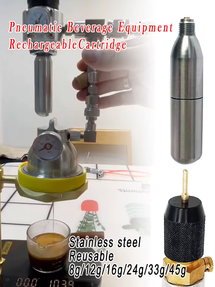 Cartucho de CO2 recargable de acero inoxidable con rosca 3/8-24UNF