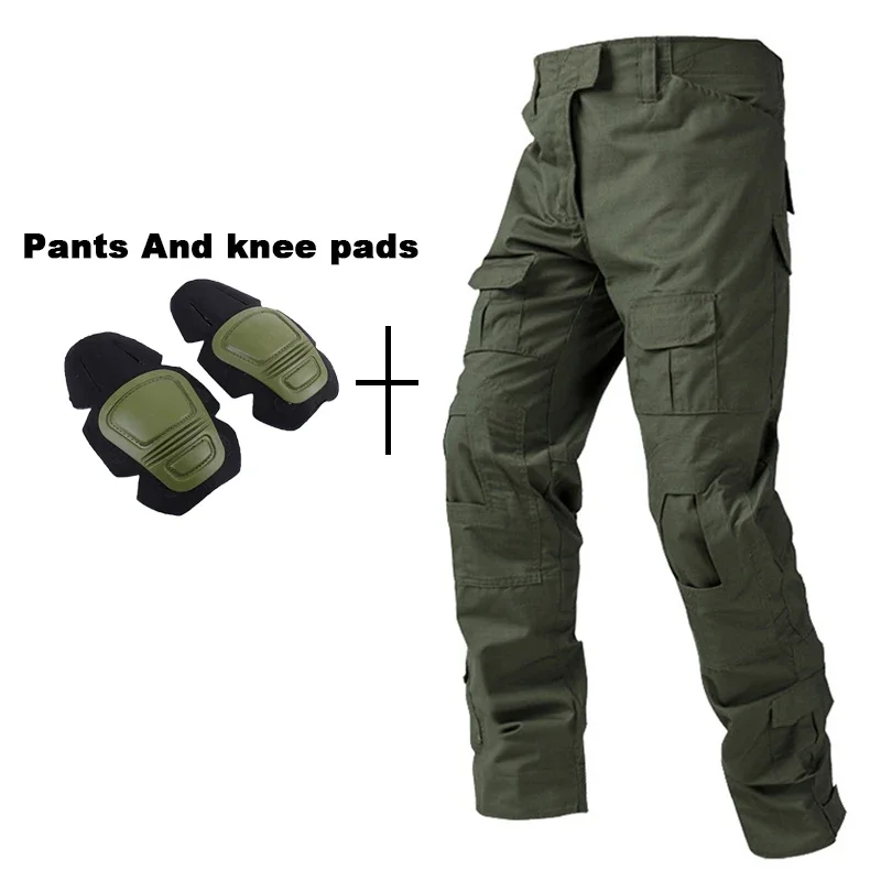 Uniforme táctico camuflaje ripstop con pantalón cargo y rodilleras
