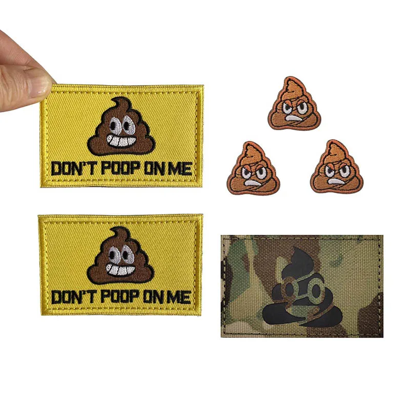 Parche bordado divertido diseño excrementos para ropa y mochila