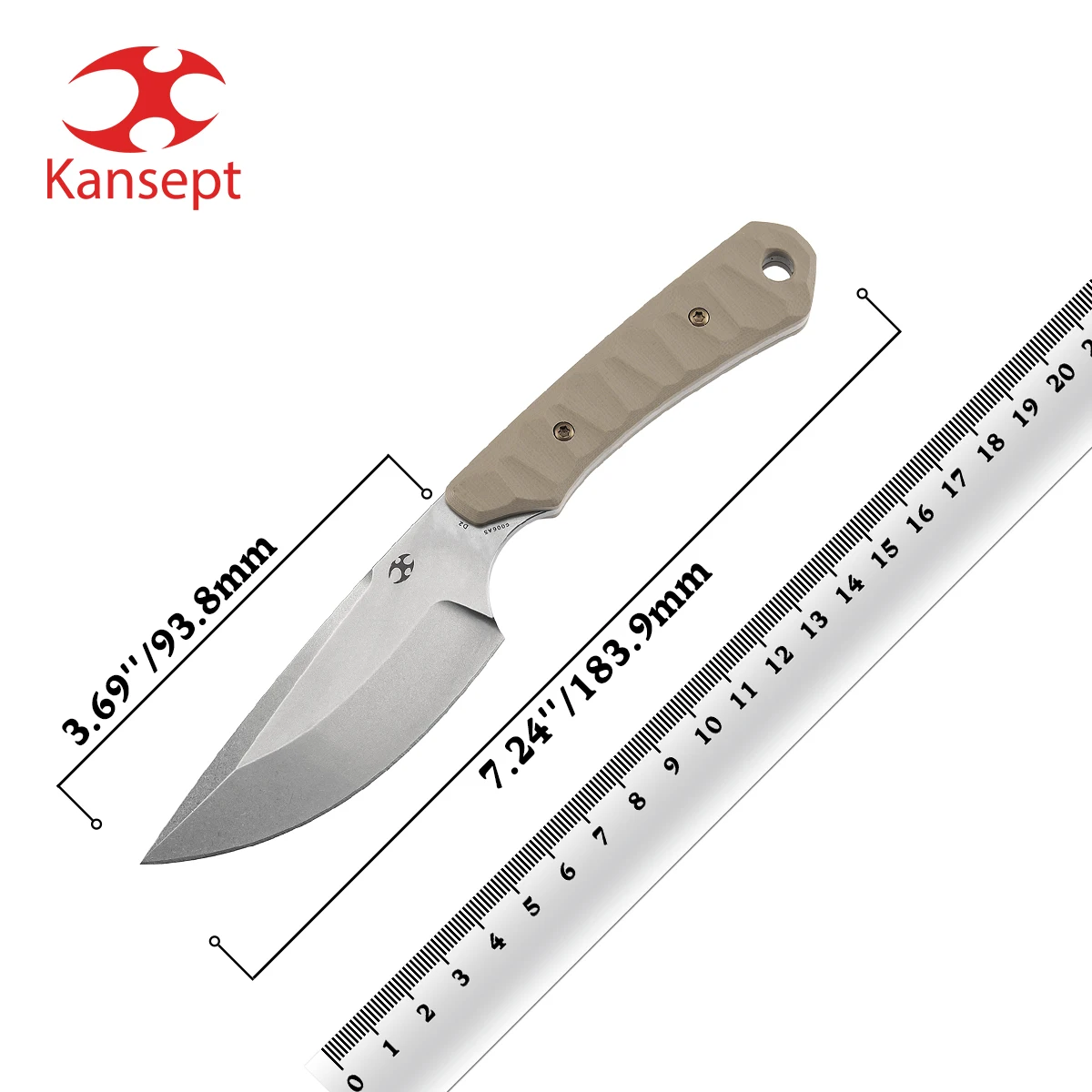 Kansept Vast cuchillo táctico fijo D2 con mango G10/Micarta/CF - imagen 2