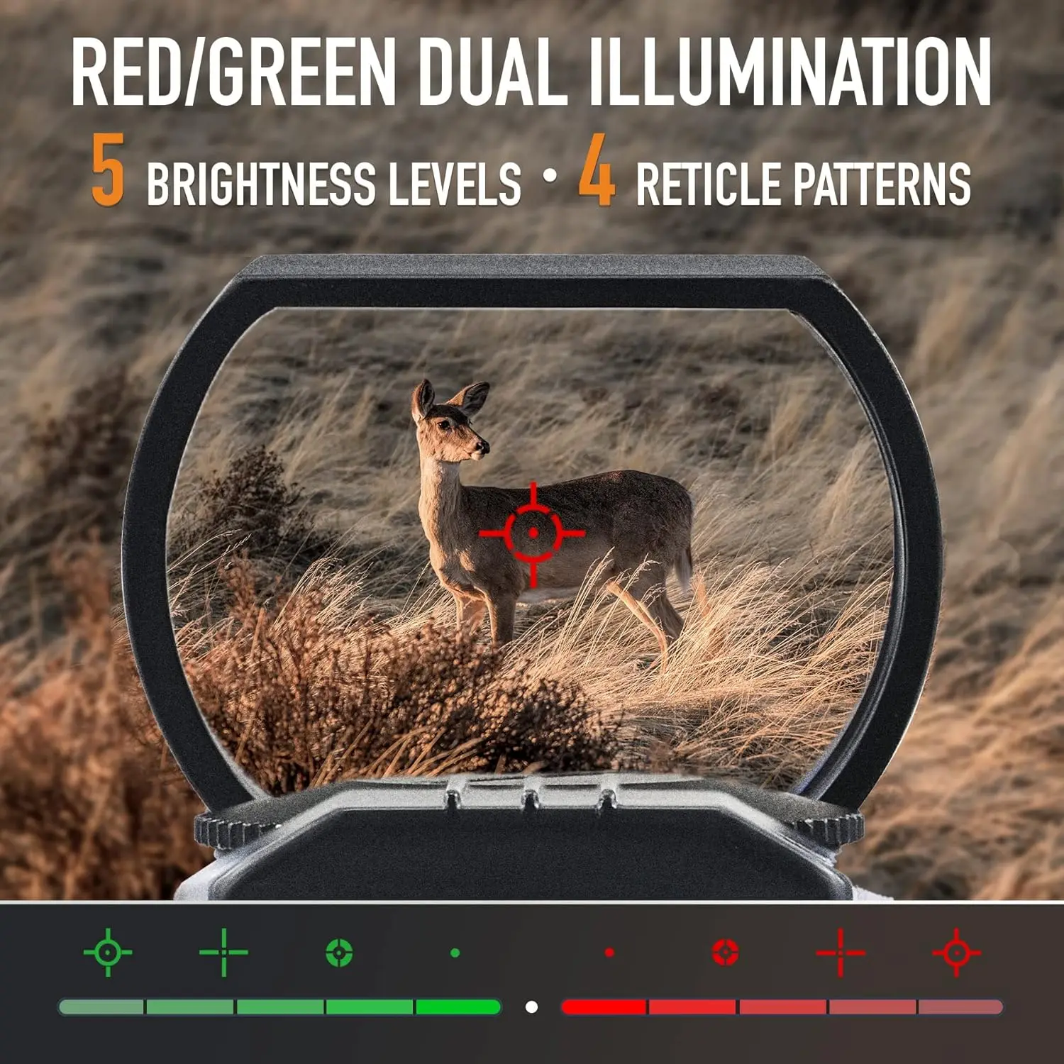 Mira réflex táctica con láser rojo y verde para rail de 20 mm - imagen 4
