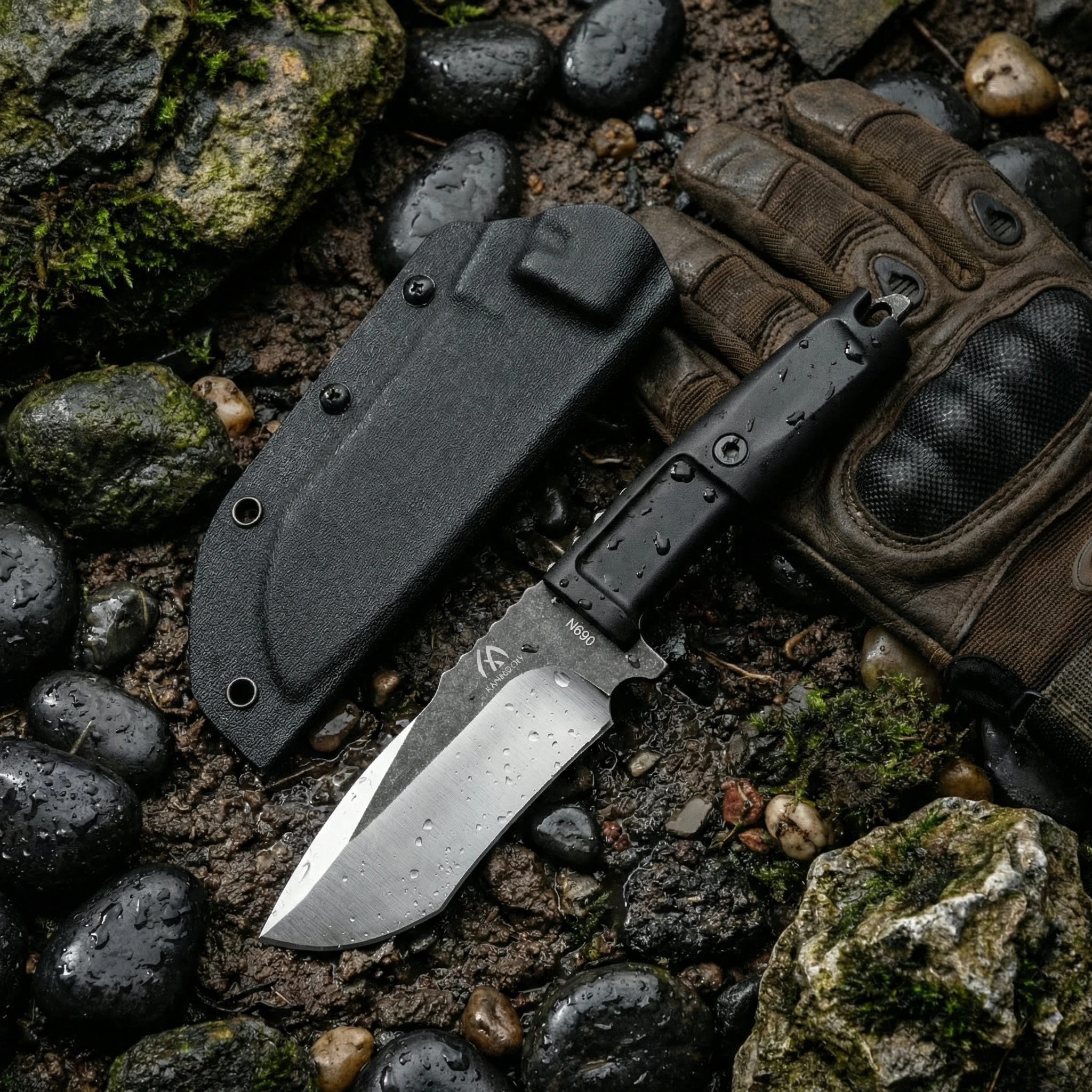 Cuchillo de hoja fija táctico para exteriores – emergencia