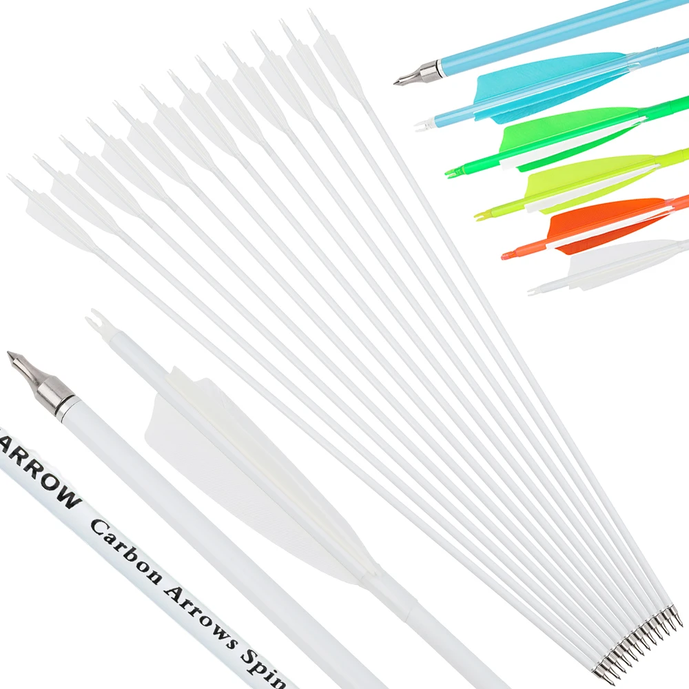 Flechas de carbono para tiro con arco recurvo, plumas naturales - imagen 5