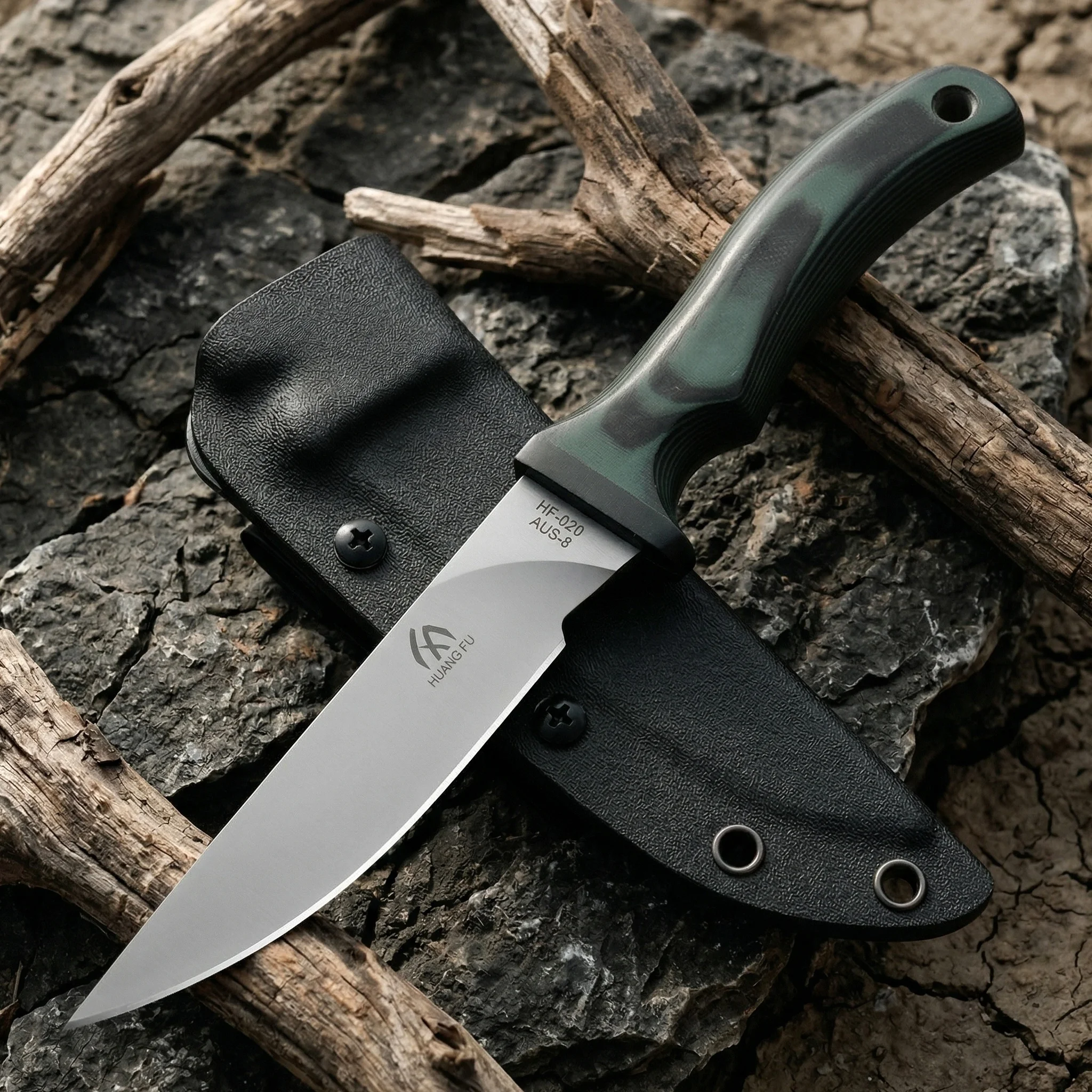 Cuchillo fijo táctico G10 con funda para actividades al aire libre