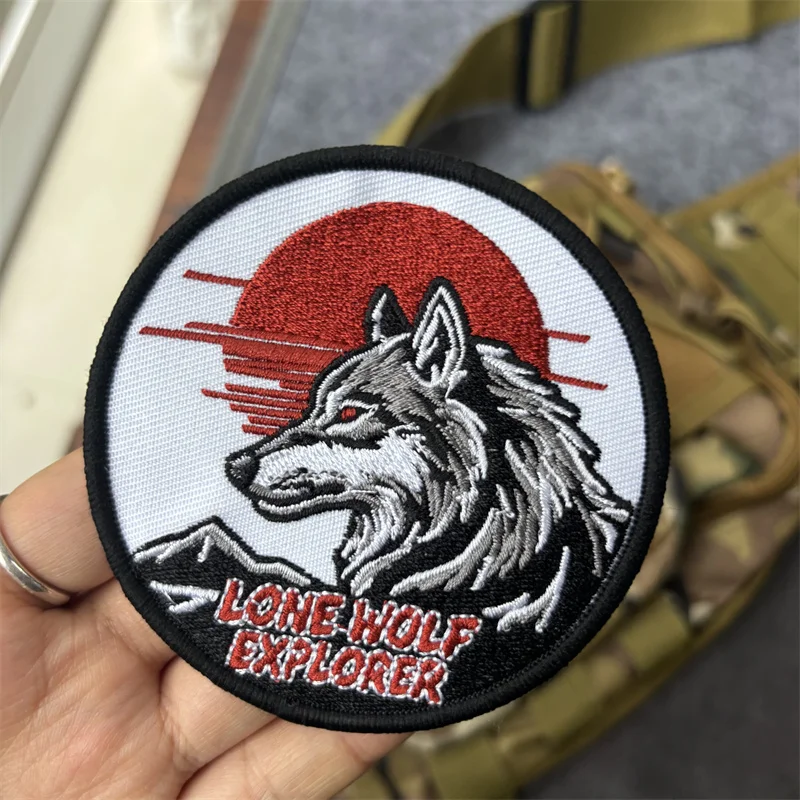 Parche táctico bordado lobo japonés con gancho y bucle moral - imagen 4