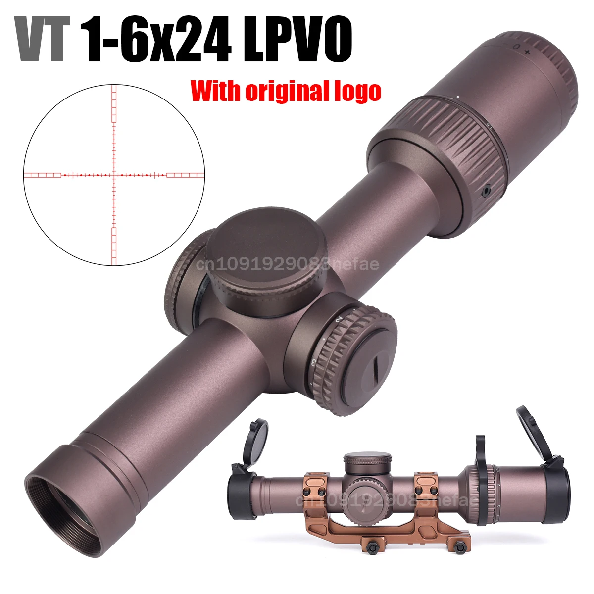 VT Tactical mira telescópica antivibración retícula roja iluminada