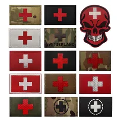 Parche táctico bordado bandera suiza reflectante IR para MOLLE