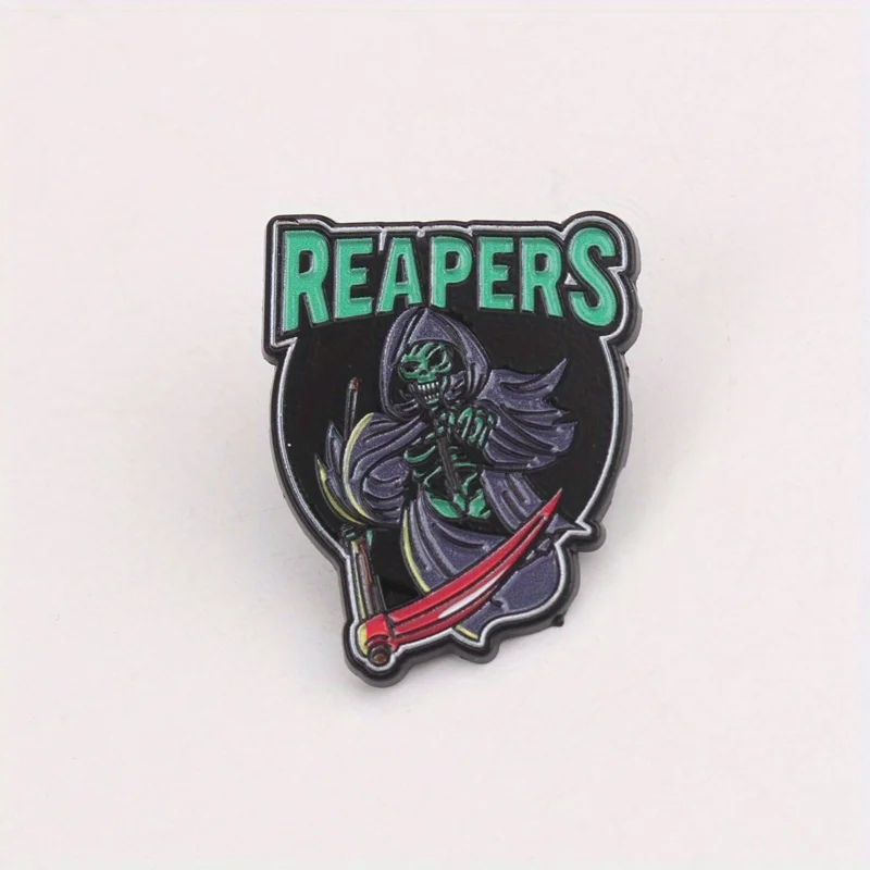 Neon Reaper insignia luminosa con guadaña fosforescente y capucha