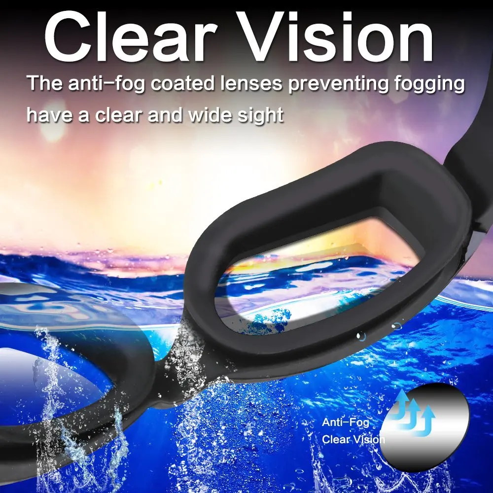 JSJM gafas de natación profesional antivaho silicona ajustable