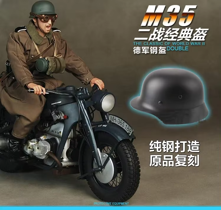 Vista frontal del casco de acero M35 M1935 en color negro