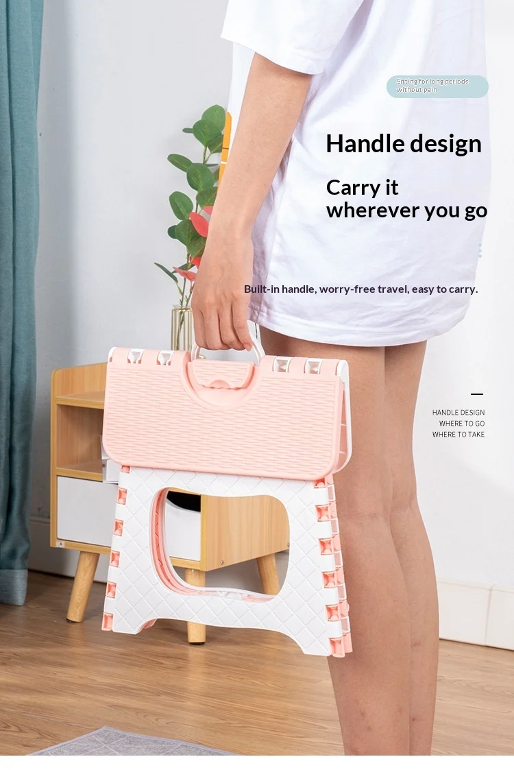 Taburete plegable portátil con asa de plástico para camping - imagen 3