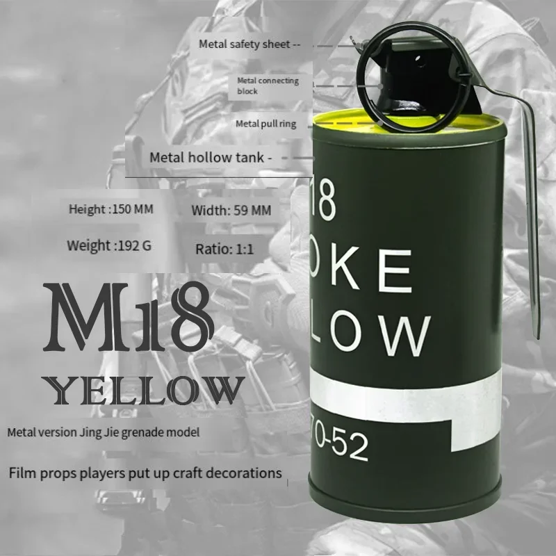 Modelo tanque M18 amarillo estático metálico con cilindro para humo - imagen 3